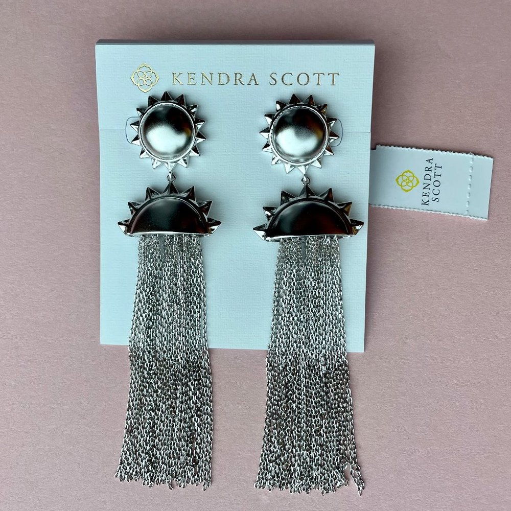 NWT Kendra Scott Sienna Sun Chain Tassle Earrings in Silver - Picture 6 of 13